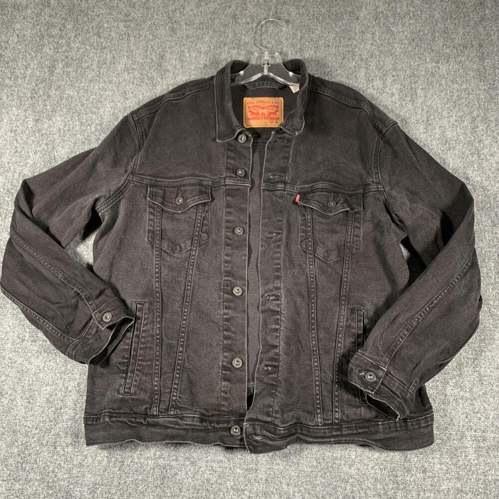 Levi's Jacket Mens XL Black Denim Jean Button Front Pockets Stretch Casual